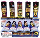 Fireworks - Fountains Fire Works have one or more tubes that spray bright colorful sparks and loud crackle sparks high into the air! - STORM WARNING
