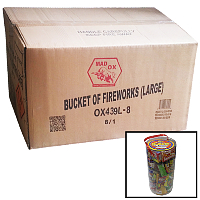 Large Mad Ox Bucket of Fireworks Wholesale Case 8/1 Fireworks For Sale - Wholesale Fireworks 