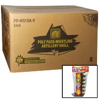 Fireworks - Wholesale Fireworks - Poly Pack Whistling Artillery Shells 6 Shot Wholesale Case 24/6