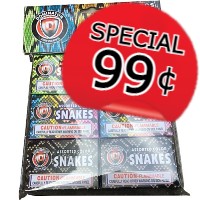 Fireworks - Snakes Firework Non-explosive No Minimum order and lower shipping rates! - 99 CENT SPECIAL Assorted Color Snakes