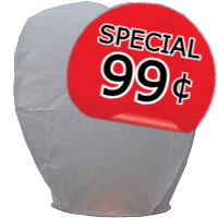 99 CENT SPECIAL Sky Lantern All White 1 Piece Fireworks For Sale - Novelties 